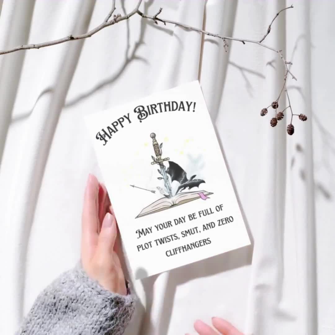 Smutty Book Lover Birthday Card: Sword & Dragon Fantasy (digital