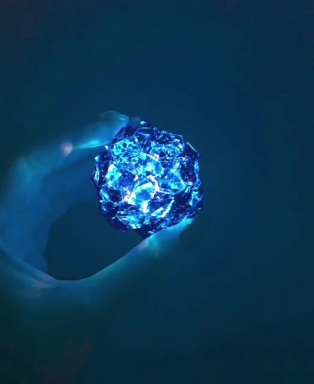 Hextech Crystal Replica, Blue Light Crystal With Base for Jinx