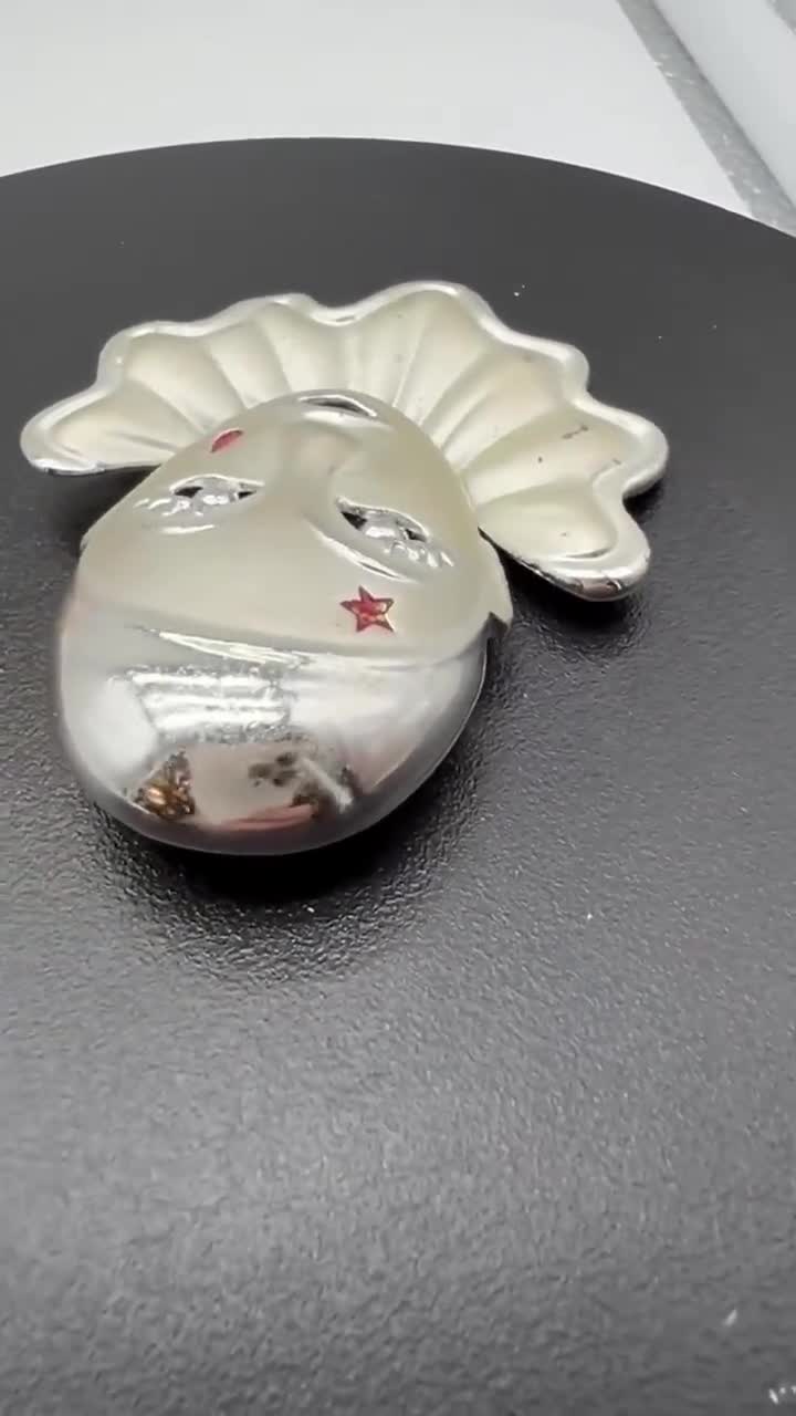 Vintage Pierrot Clown Face Brooch, Enamel Sad Clown Pin With Red