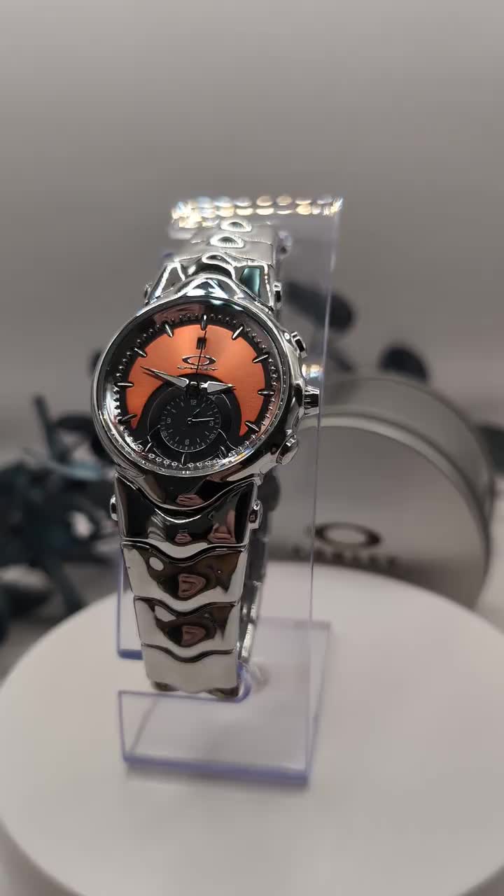Vintage Oakley Inspired Watch Orange Dial Futuristic Design Model