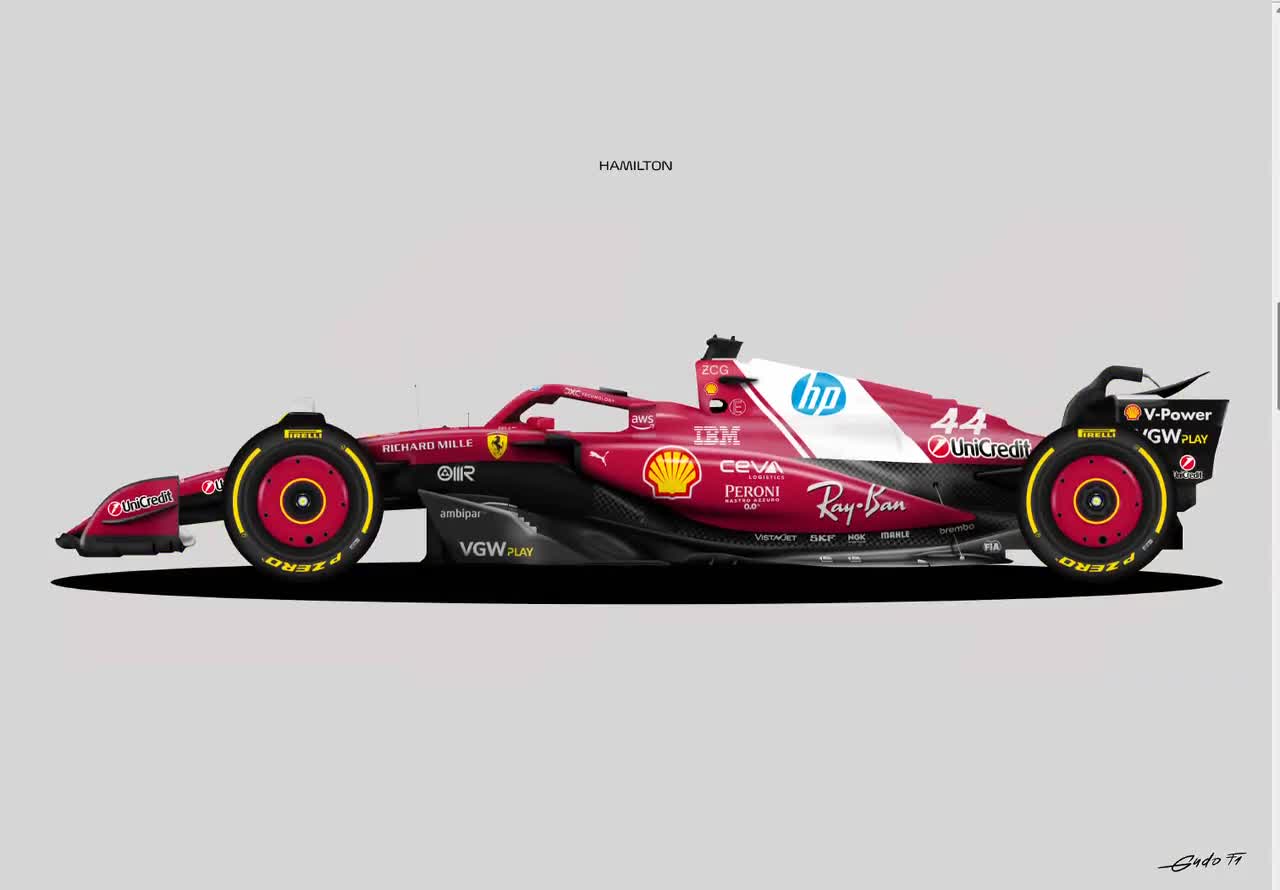 F1 Ferrari SF-25, Lewis Hamilton Car 2025, - Vector