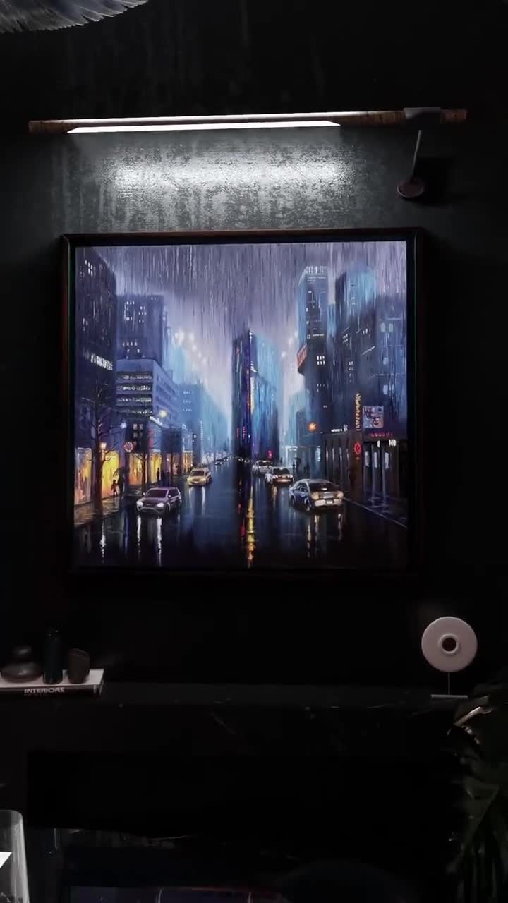 ニューヨークの絵画 都市景観 オリジナルアート サイバーパンク