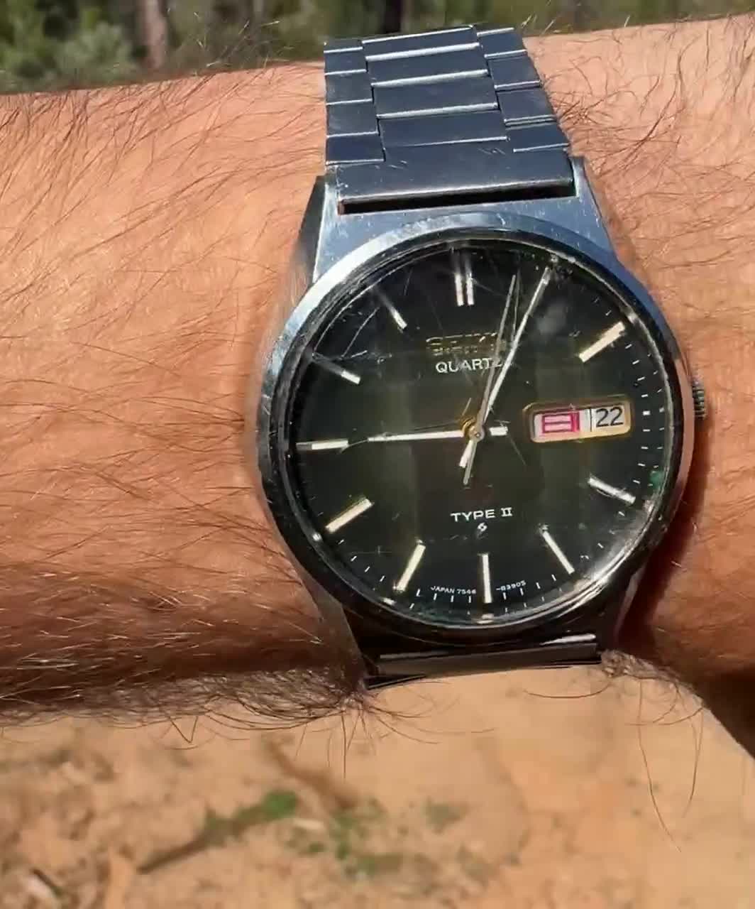 Vintage Seiko Type II 7546-8350 Green Dial Quartz 1970s - Etsy Vintage Seiko Type II 7546-8350 Green Dial Quartz 1970s - Etsy