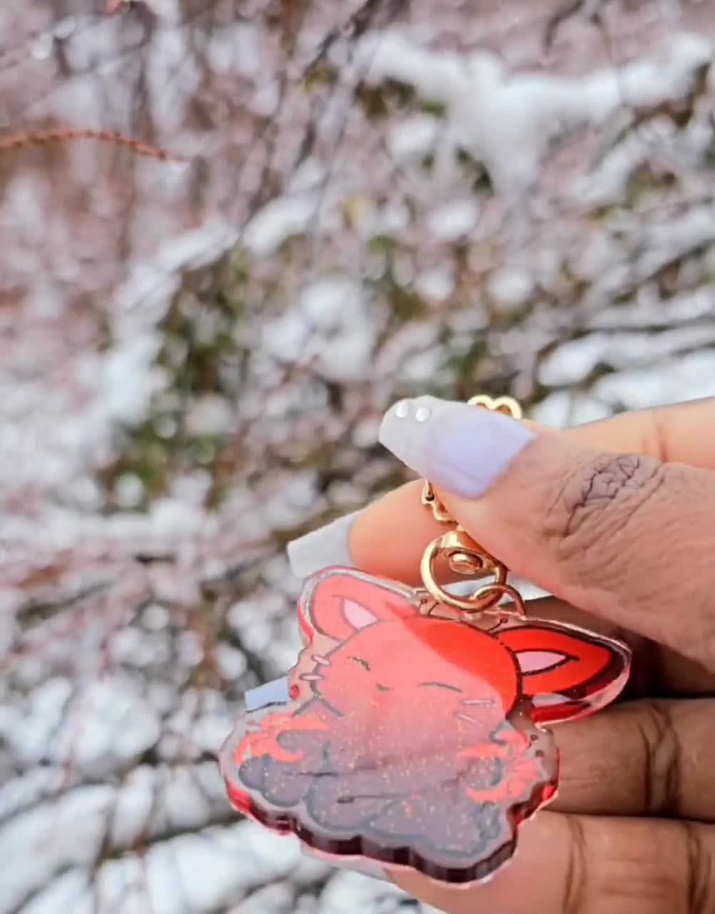 Bunny Keychain Set: Saku & Lily, Glitter Epoxy Acrylic Charms