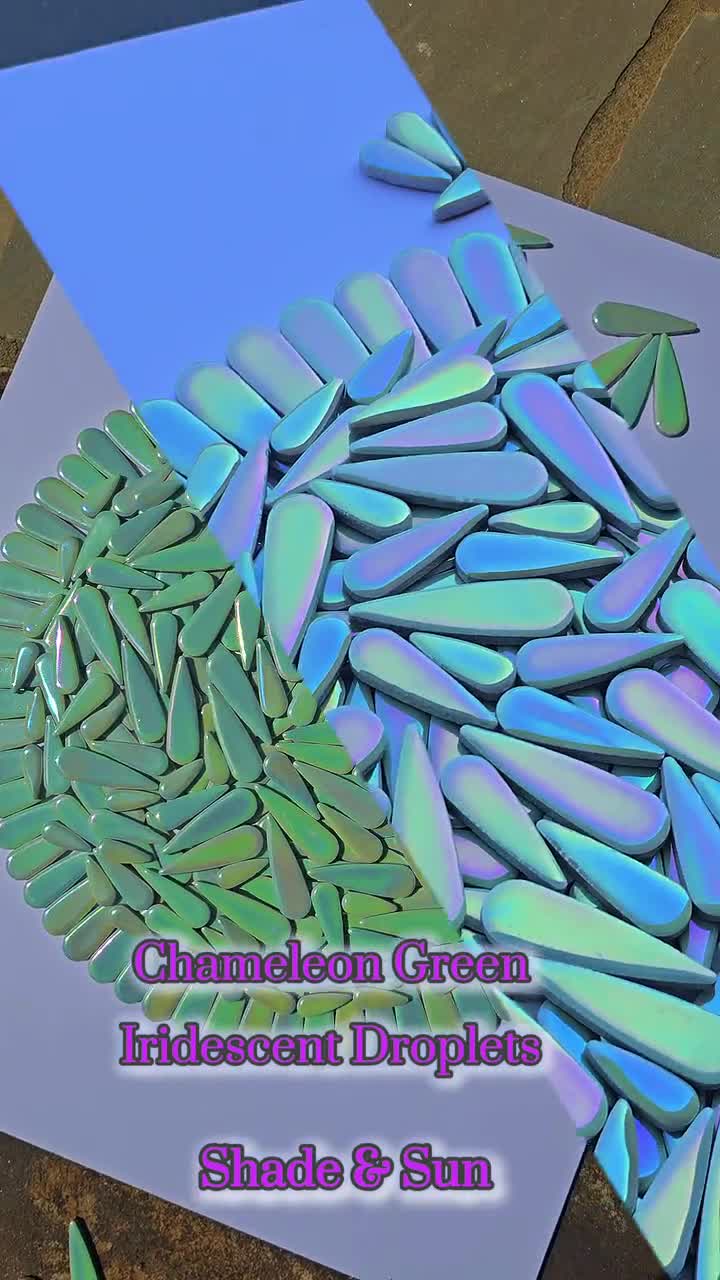 Iridescent Chameleon Green 200g Ceramic Petal Tiles: Mosaic Art Supplies video poster