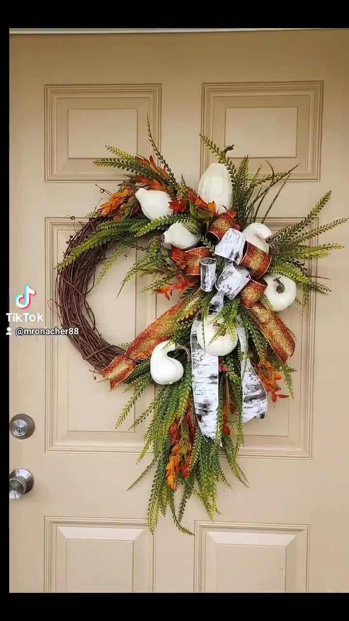 Offers Large Fall White Pumpkin Wreath