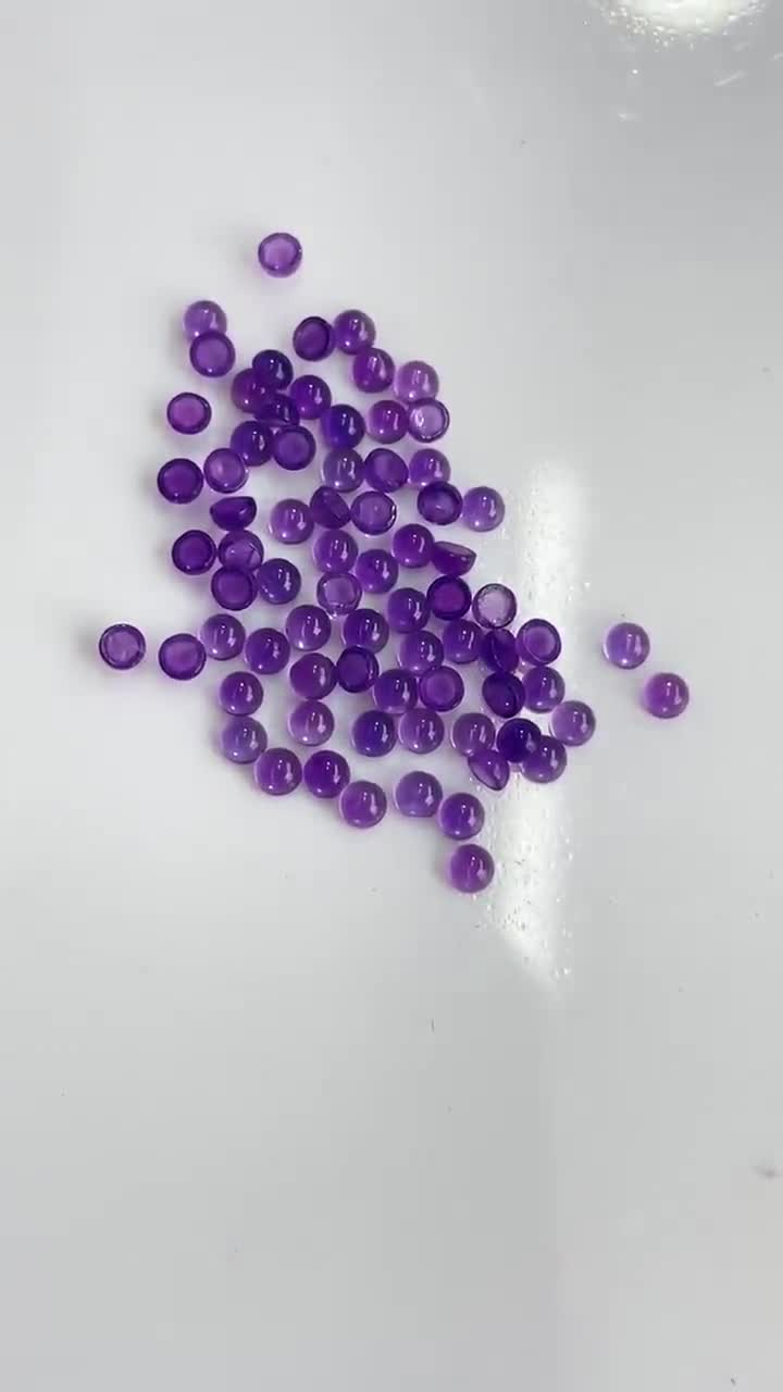 天然アメジスト ラウンド 2 mm カボション - ルースジェム AAA 最高