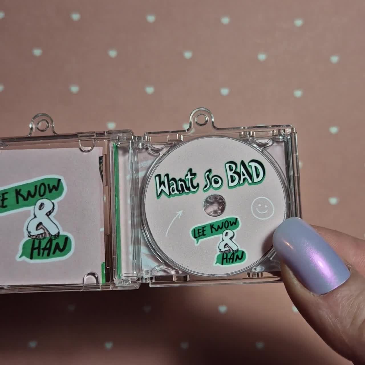 Stray Kids Han and Lee Know Want so Bad Handmade Mini CD Keychain
