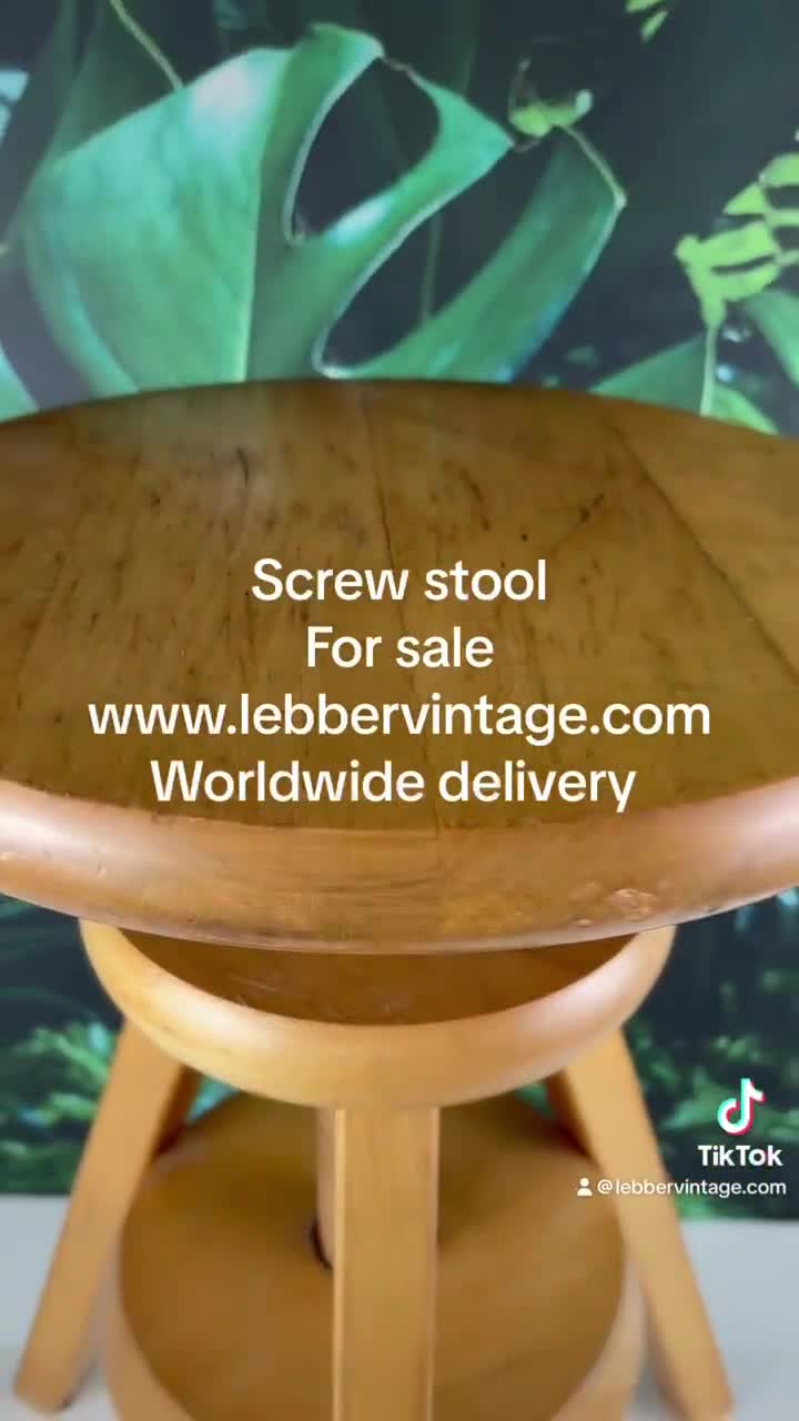 Lebber vintage® - 無垢材製調節可能なネジ式スツール、職人による