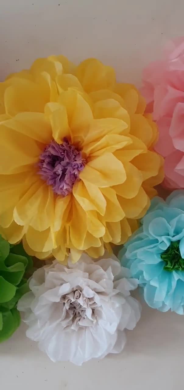 Mybbshower Tissue Paper Flowers Set Of 8 - Black White Gold For Wedding Backdrop & Centerpieces - View #2