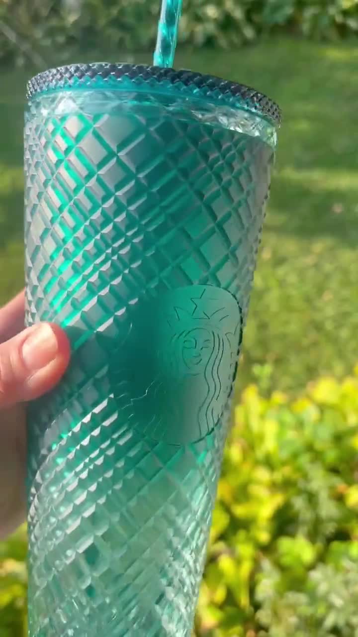 NWT Starbucks 2023 Spring Teal Blue Ombre Jeweled Bling Stud Venti 24oz  Cold Cup Tumbler SKU 011140462 Birthday Gift