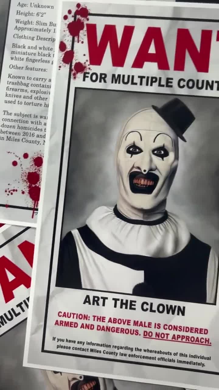 Art the Clown Terrifier Wanted Poster 11x14 Print - Etsy Denmark