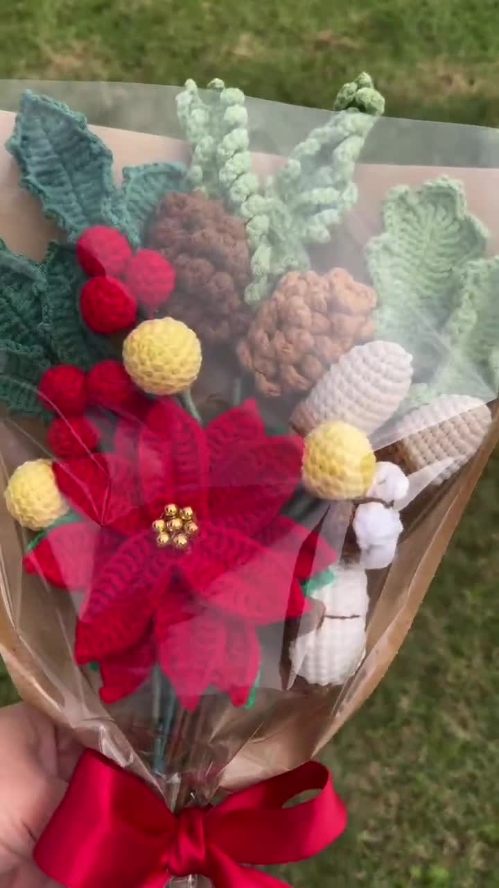 HYKJSHED Crochet Fleurs Tricot Crochet Bouquet De Fleurs Crochet À La Main Rose Fleur Tricoté Faux Tournesol Rose Daisy Fleurs Artificielles For DIY