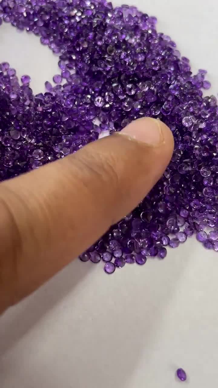 天然アメジスト ラウンド 2mm ファセットカット - ルースアメジスト