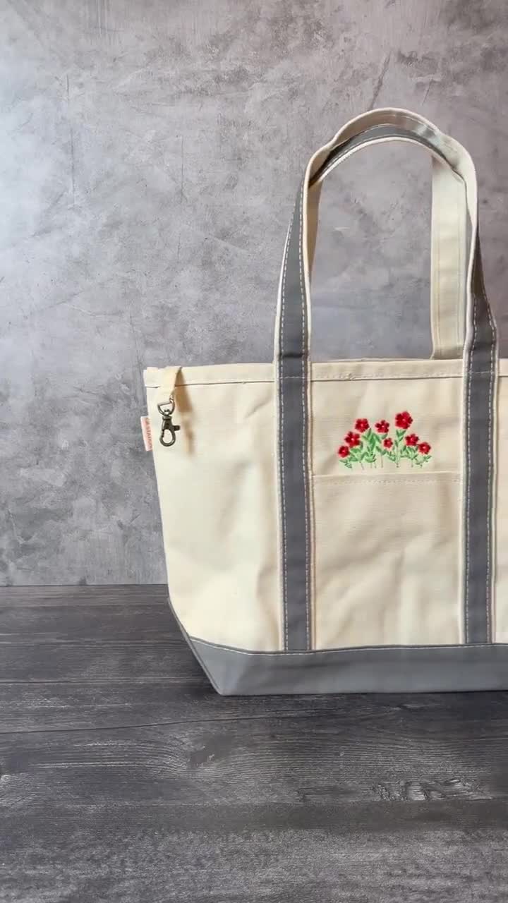 ワイルドフラワー刺繍トート / フラワー刺繍トートバッグ / サマー