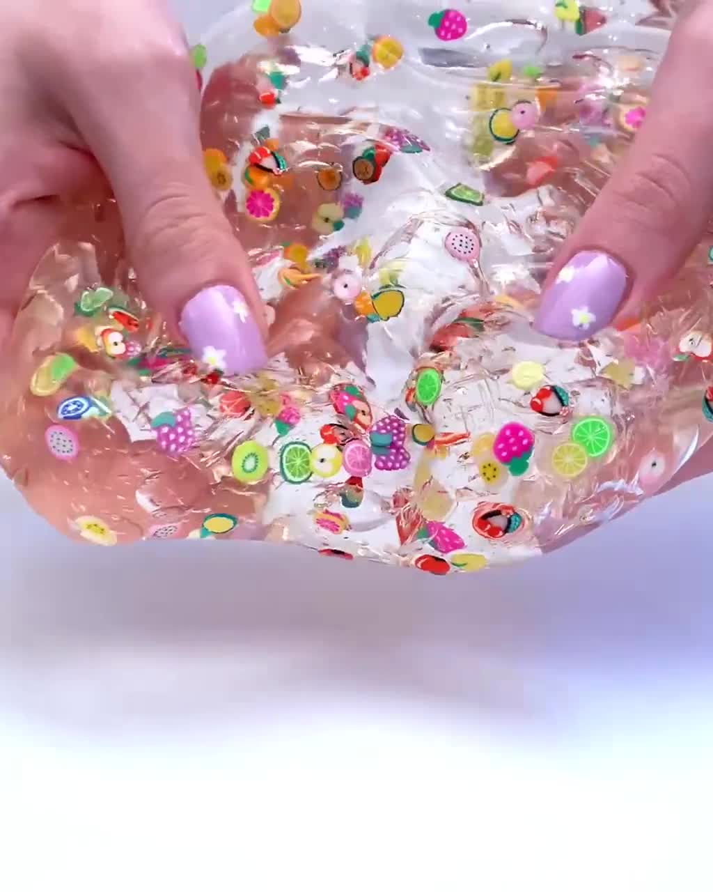 Clear Slime Lots O Dots Scented Rainbow Stretchy Confetti Glitter Slime  ASMR 6 oz