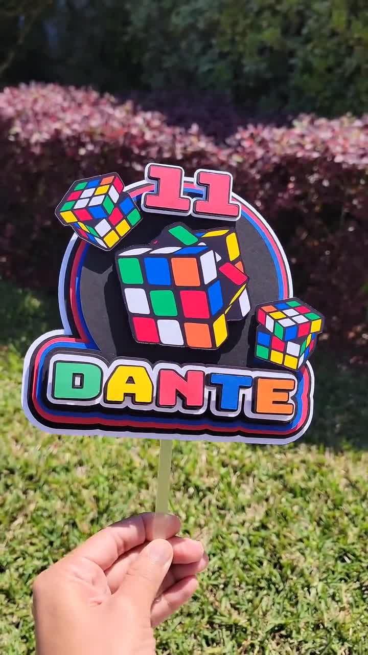Adorno personalizado para tarta con forma de cubo de Rubik / Adorno  personalizado para tarta con forma de cubo de Rubik / Decoración de  cumpleaños personalizada en capas / Fiesta temática del cubo de ..., image size:720x1280