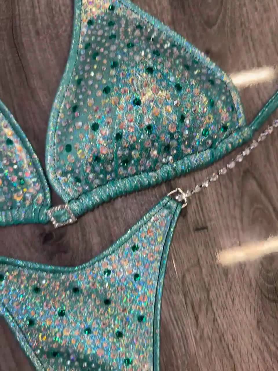 Neon Ocean Bikini Competition Suit NPC IFBB Fitness Posing Suit video poster