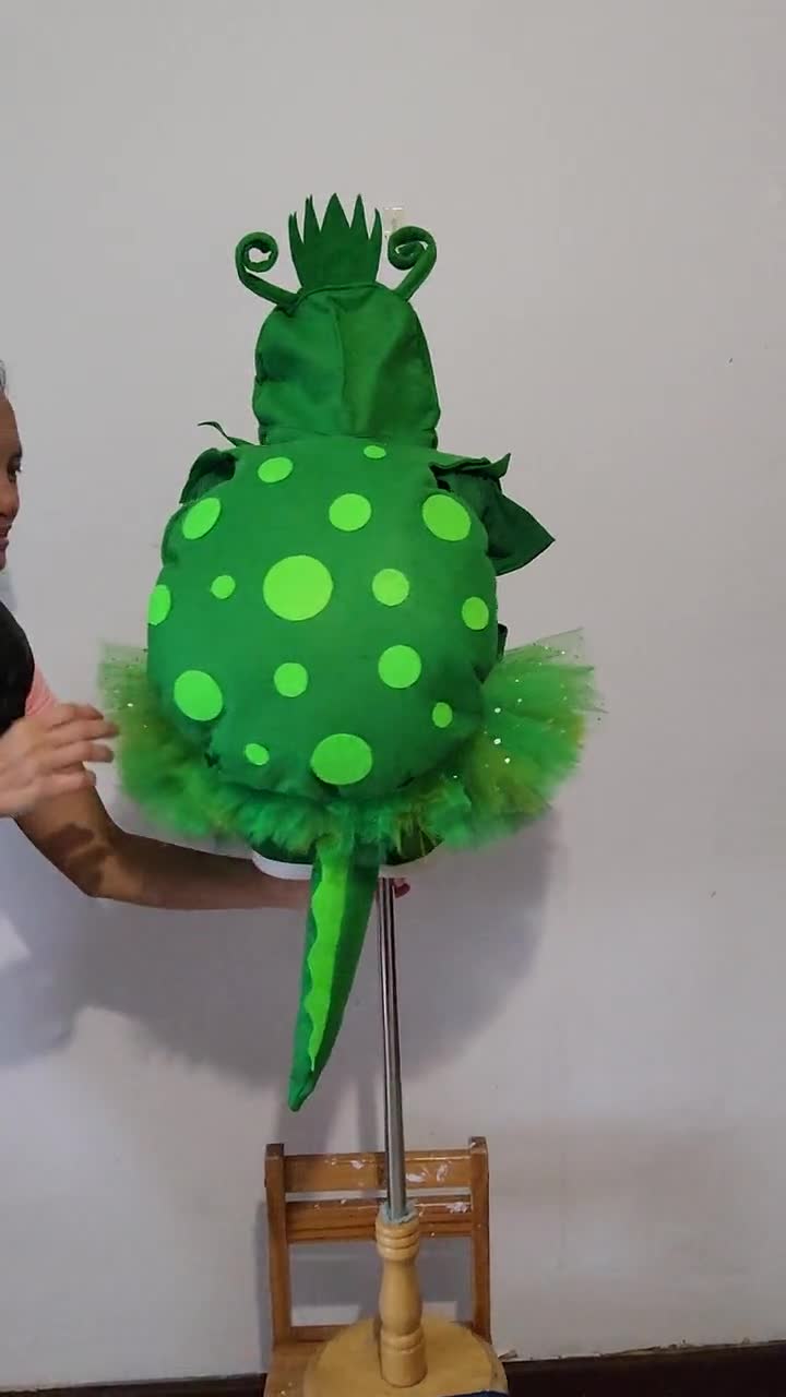Handmade Green Frog Costume: Princess Dress-Up Outfit with Crown