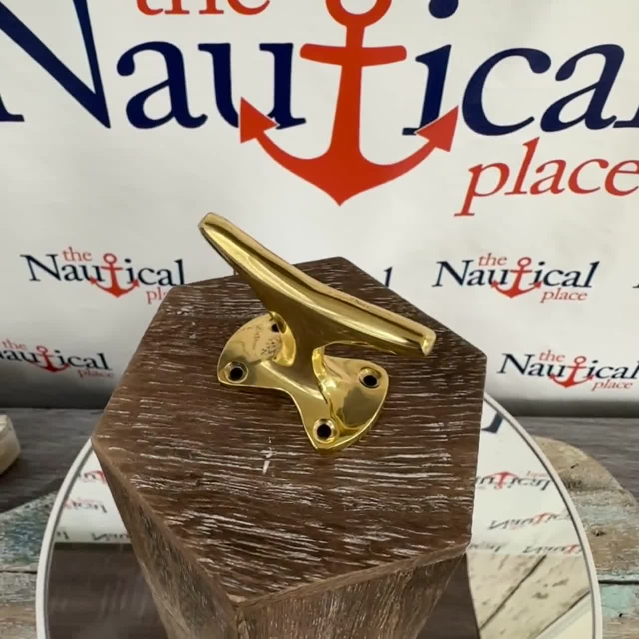 Small Brass Cleat - Nautical Wall Hook - Marine Boat Dock Chock