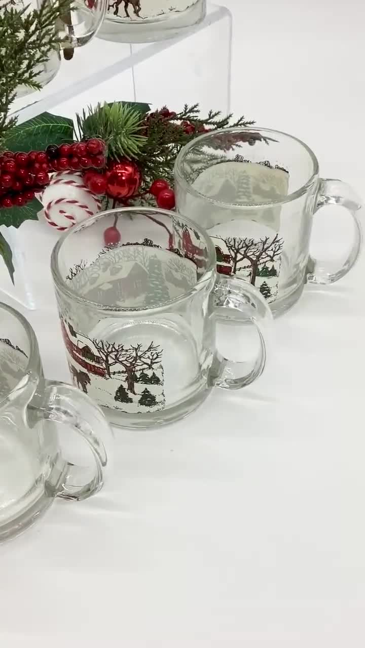 Libbey Winter Village Christmas Glass Mug Set of 4 2024 Snow Horse Country