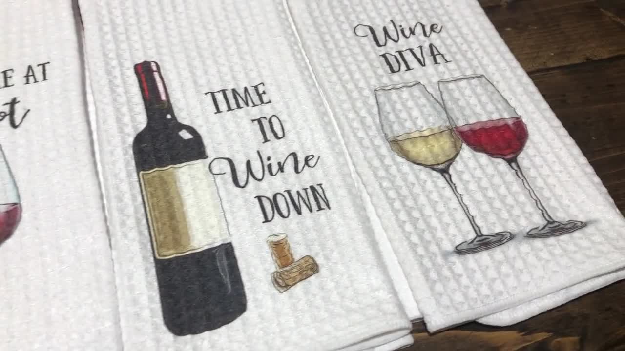 NEW!! 5 Funny Kitchen Towels, Fun Dish Towels with Wine Alcohol Drink Theme  - Towels & Washcloths, Facebook Marketplace