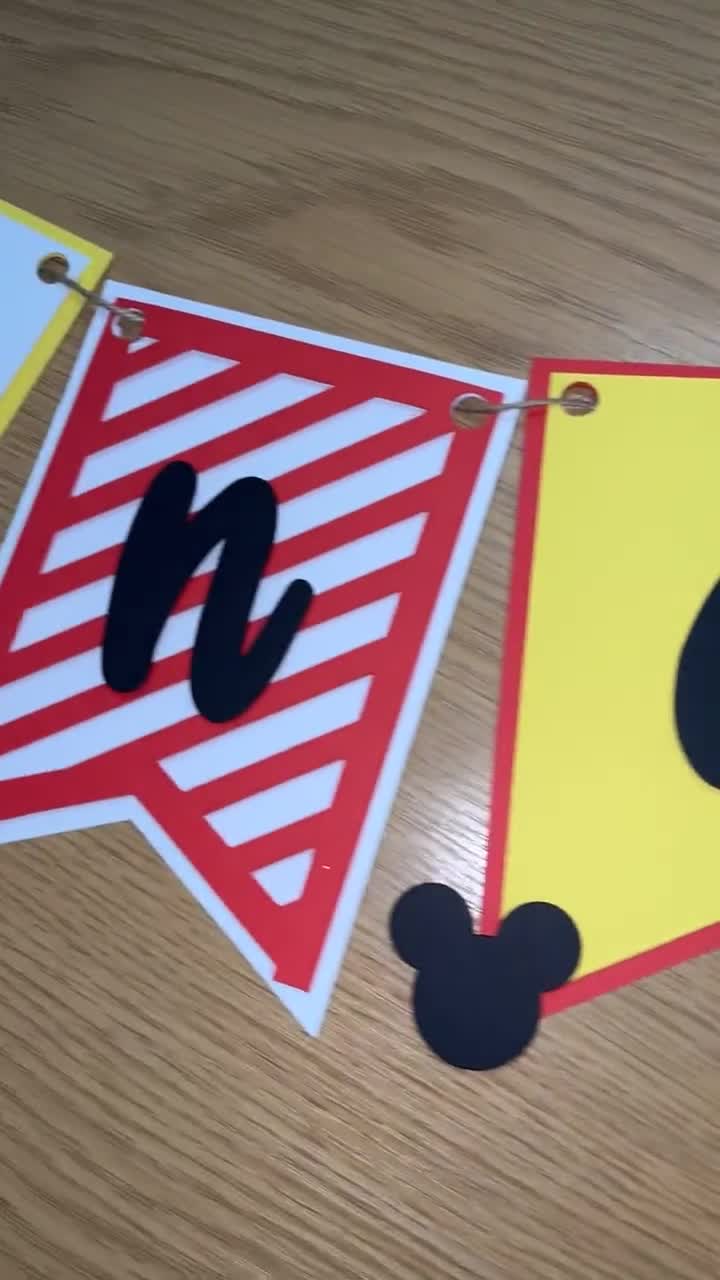 Mickey Mouse inspired bunting / banner. First birthday decoration video poster