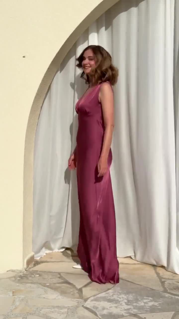 rosewood satin bridesmaid dresses LaDivine BD7044 Prom Dress - Rose Gold main image 0