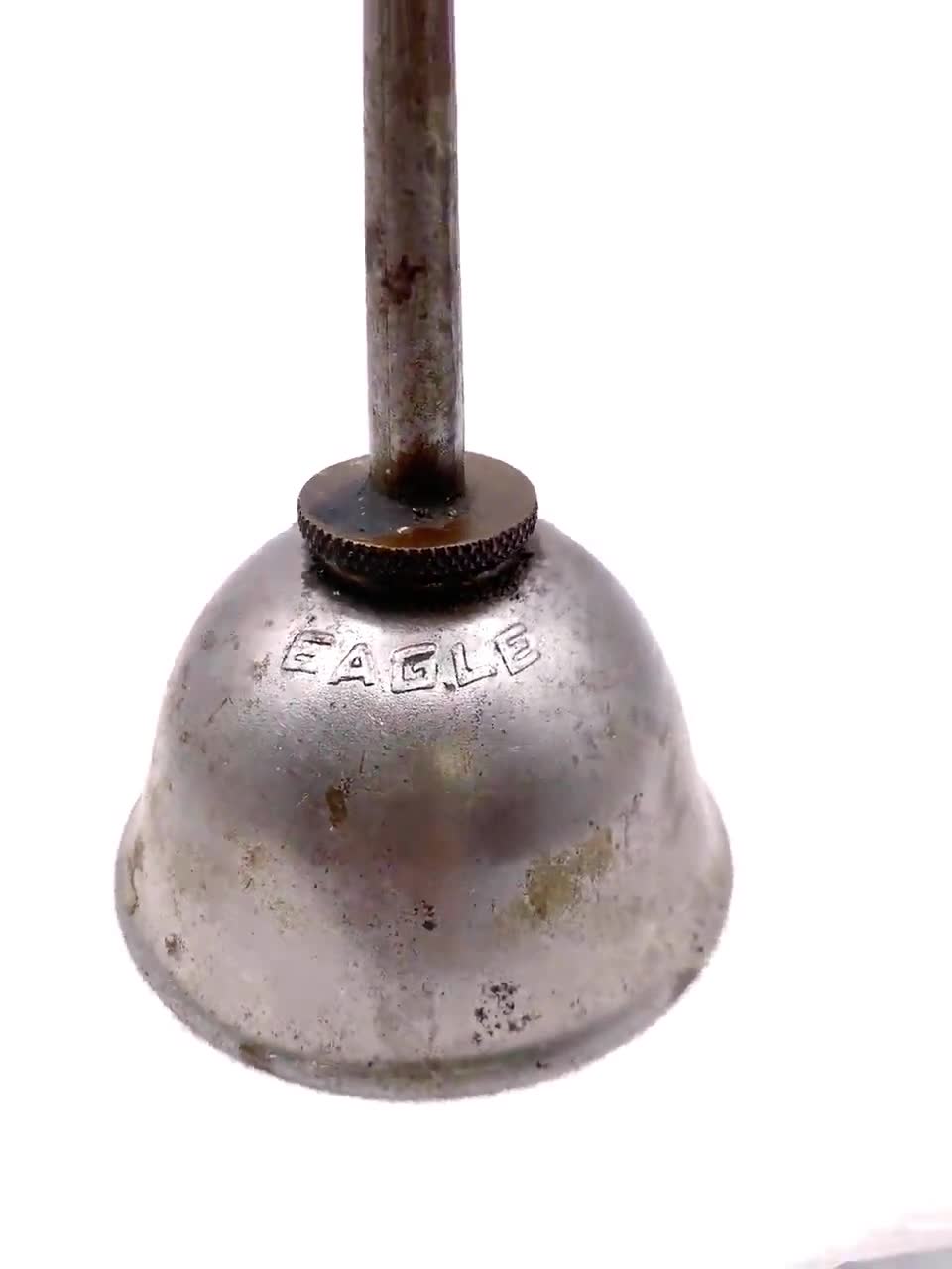 Vintage 1930s-1940s Eagle Thumb Oil Can With Angled Nozzle, 7.5