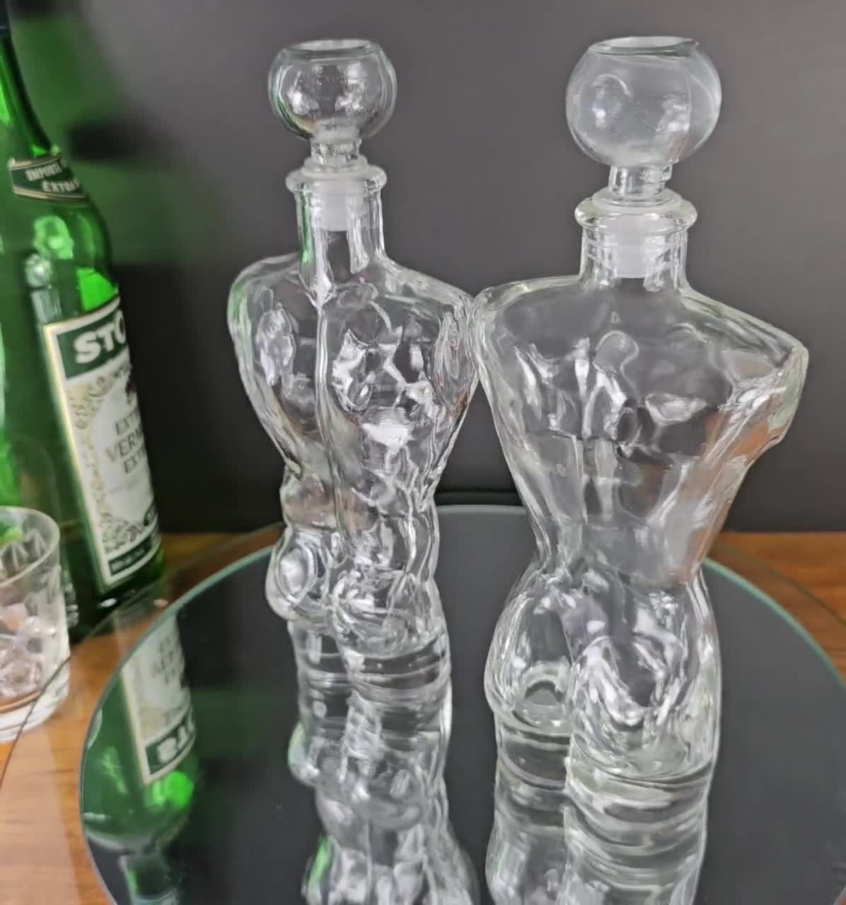 Decanter per bottiglia di liquore in vetro a forma maschile e femminile  nuda LUTEX vintage con tappi in vetro Decorazione decorativa per la casa da  collezione di Lady Man nuda 