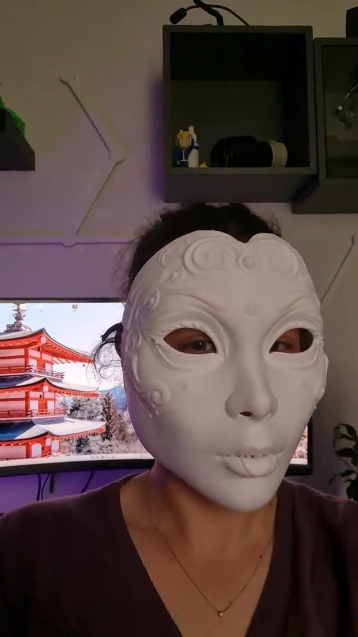 働く芸者マスク - ホラーとファンタジーの芸者コスプレマスク - 口が