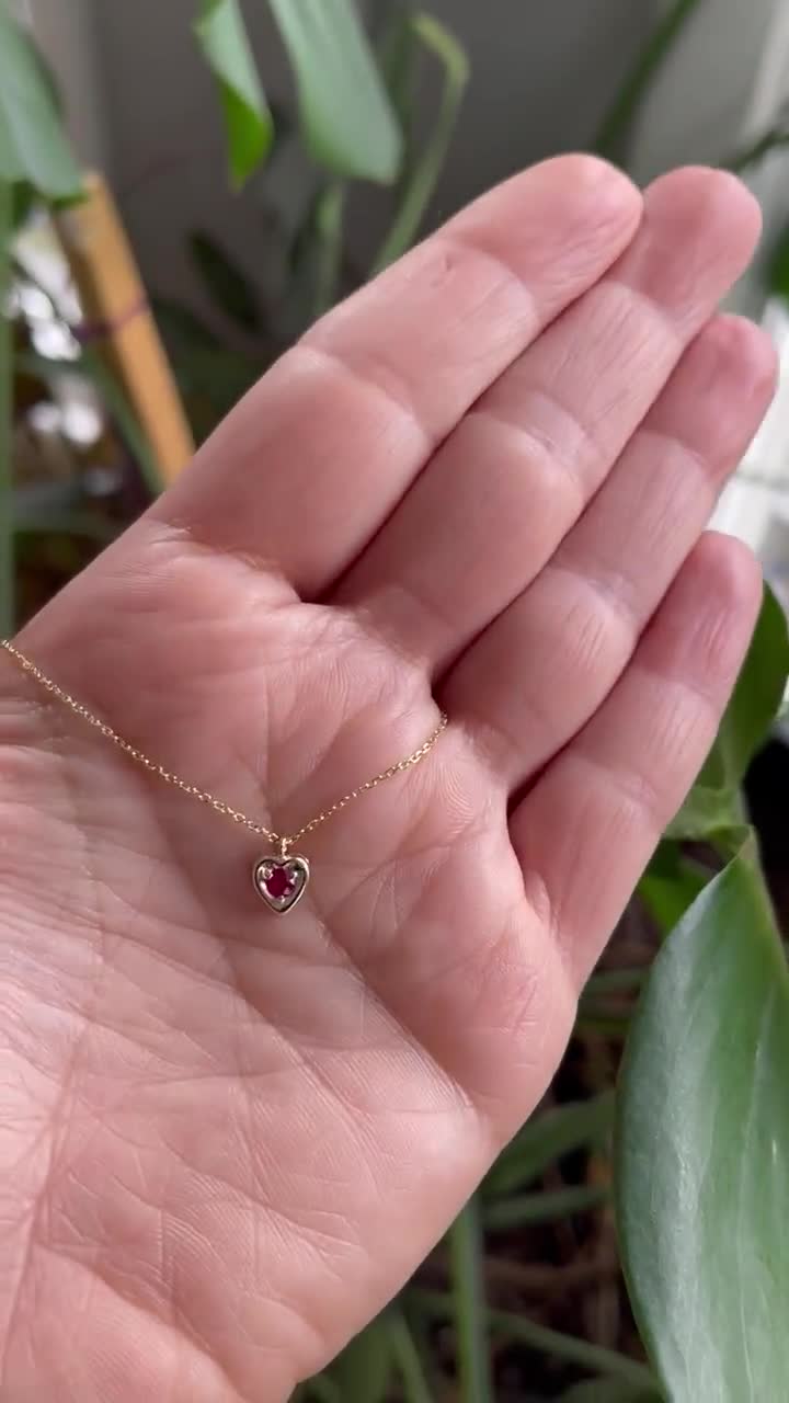 Dainty Gold Heart orders with Ruby Stone