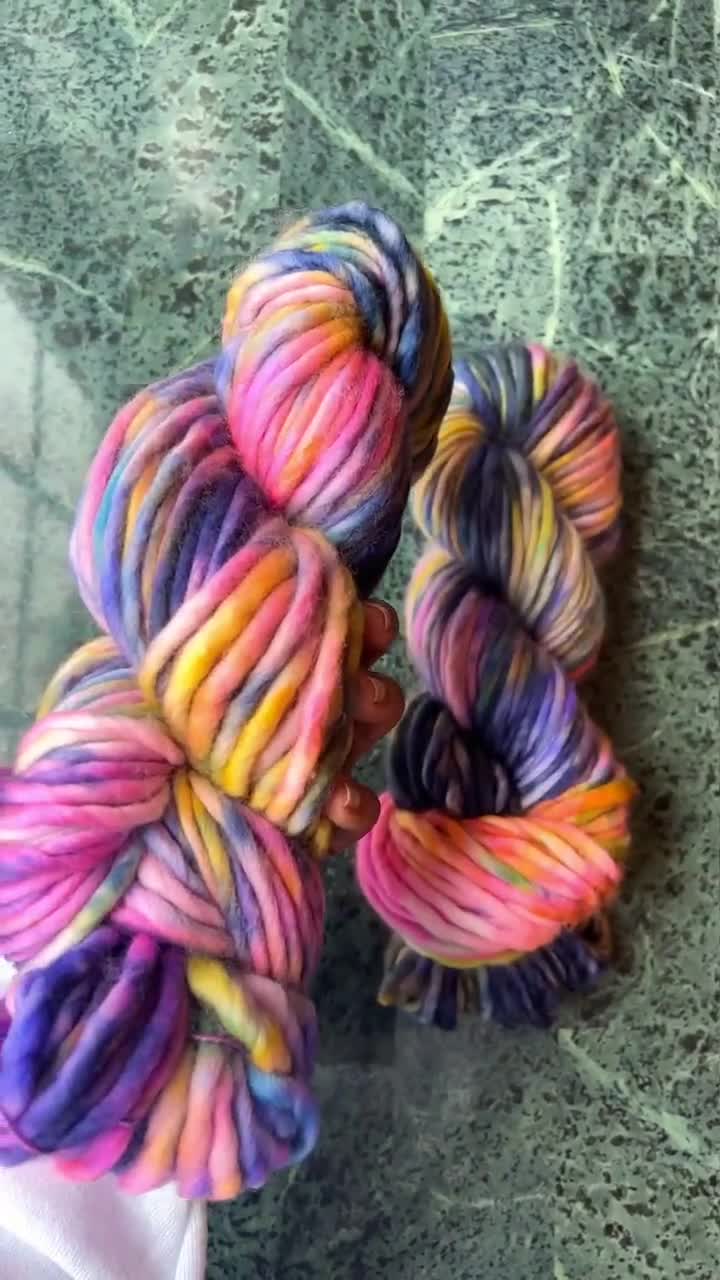 Hand dyed yarn, super bulky yarn, hand dyed merino wool yarn