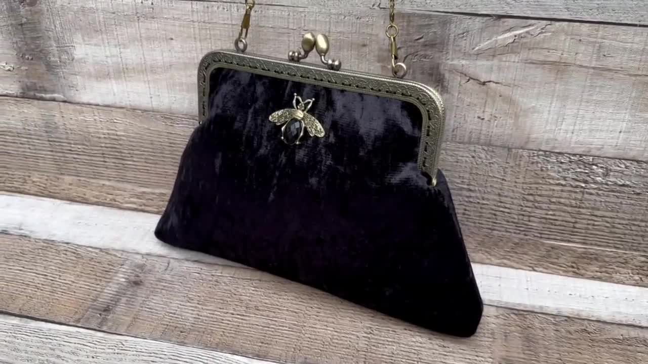 Gothic popular Blue and Black Crystal Clutch Handbag