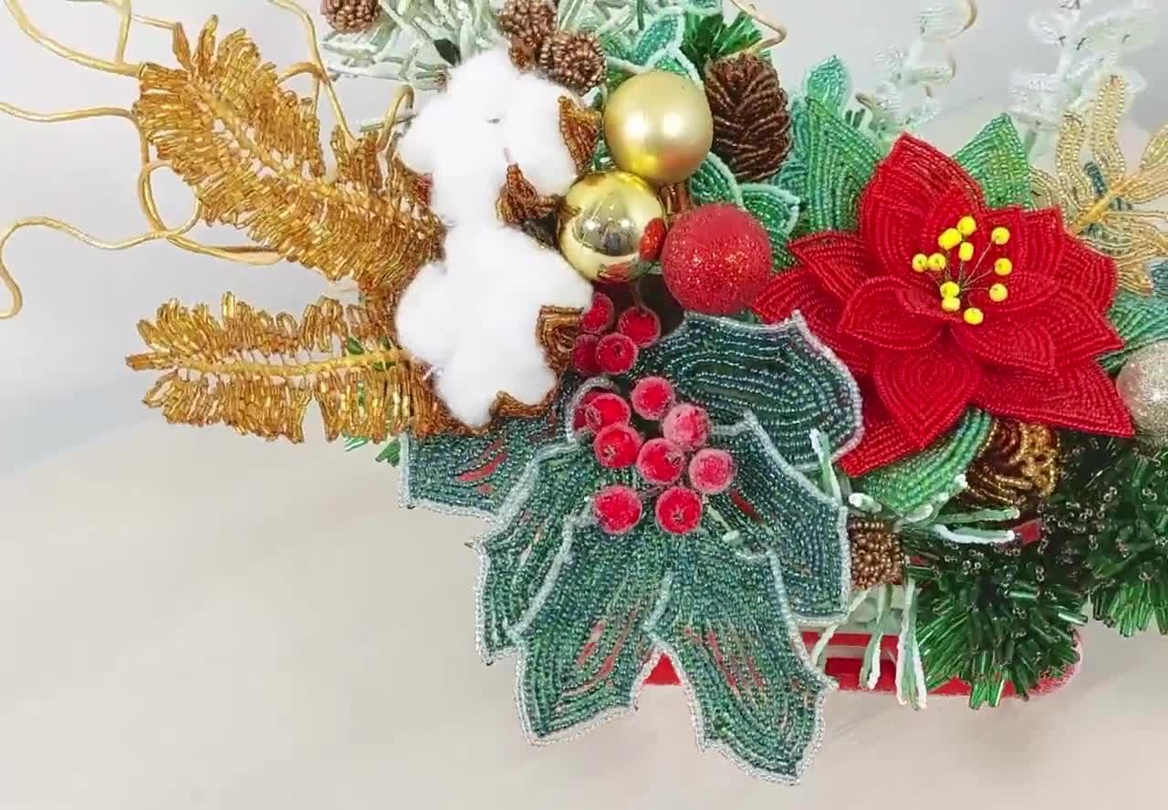 Beaded Christmas Trees of Different Height and Pattern, New Year
