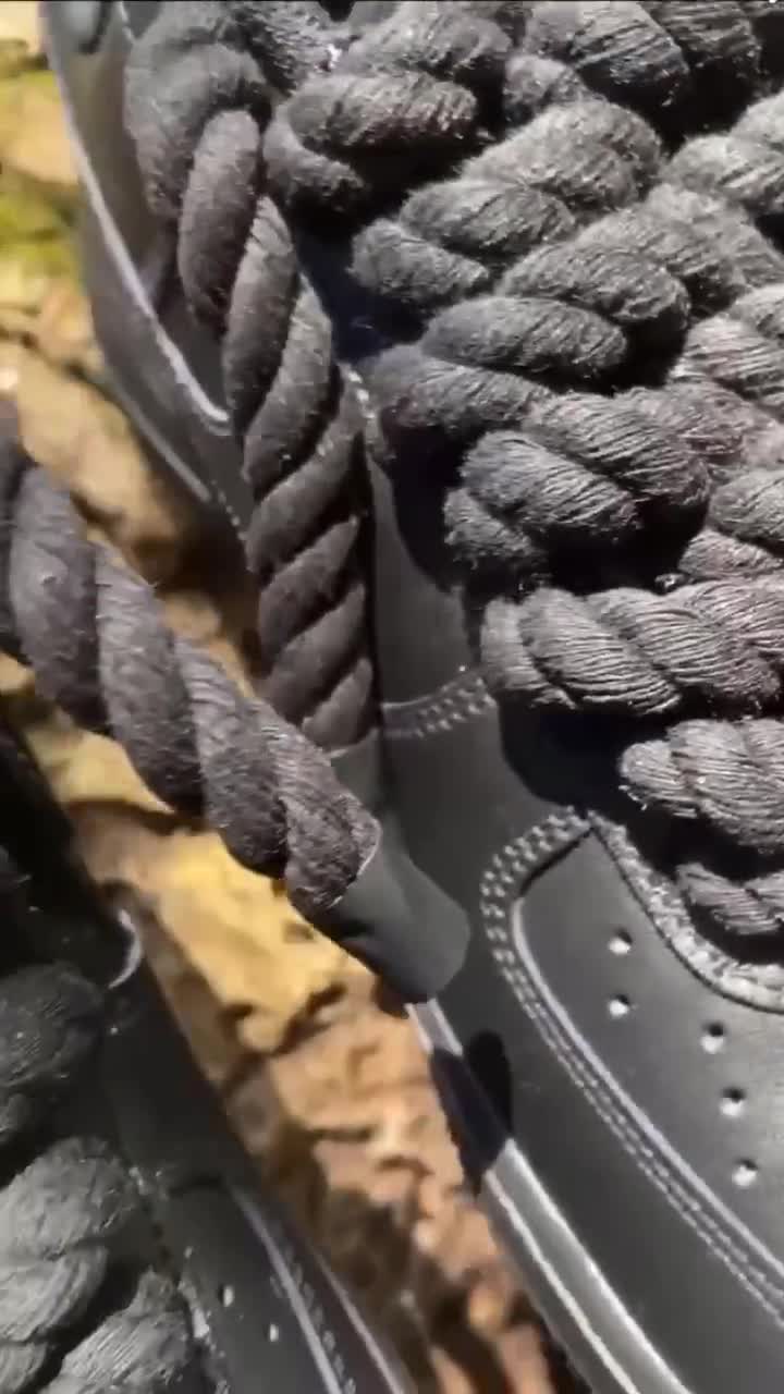 Custom Black Nike Air Force 1 '07| Black Air Force 1 With Rope