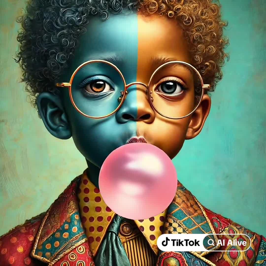 Black Boy Wall Art Print – Afro Pop Art Portrait With Bubblegum