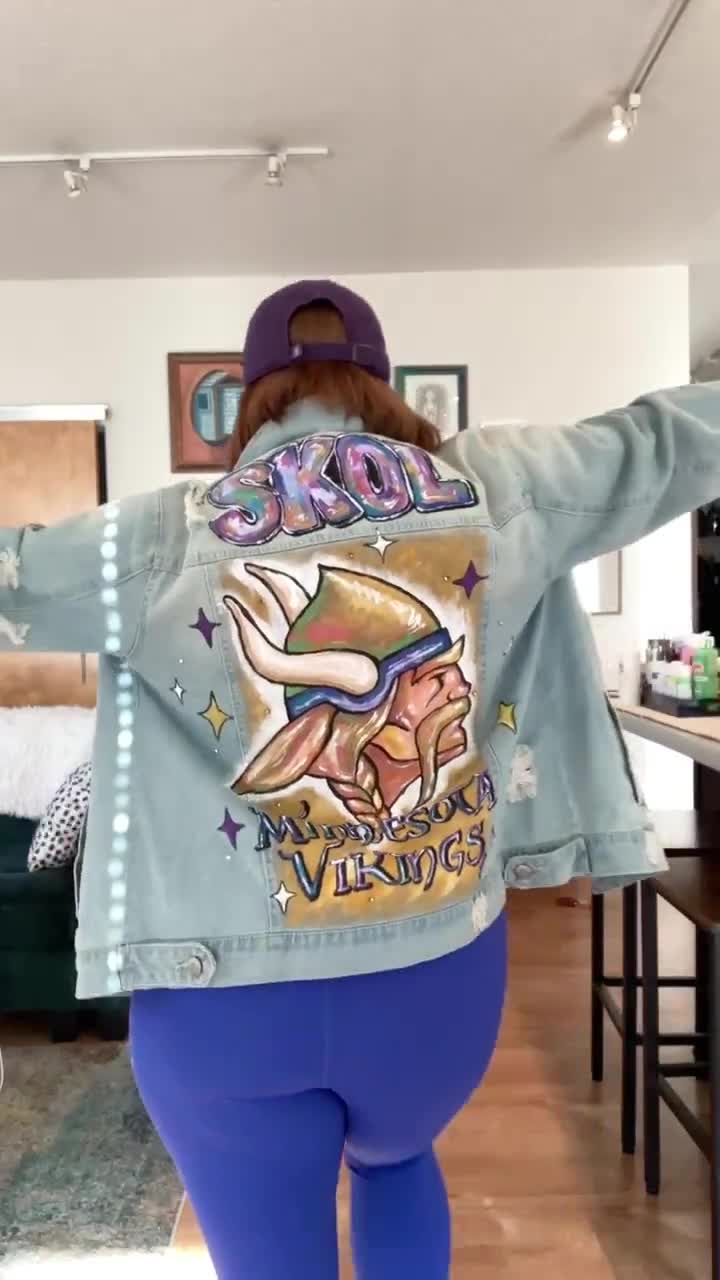 Custom online Vikings Inspired Hand-painted Jean Jacket