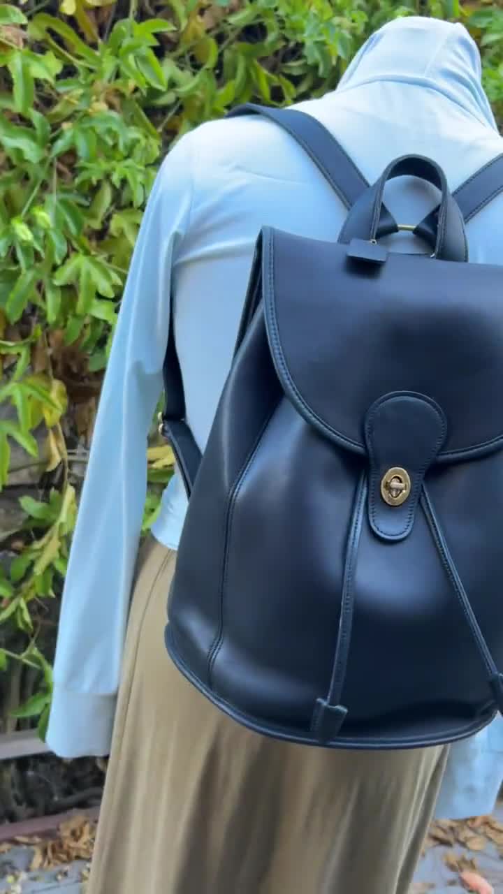 バッグ Rare Vintage COACH Navy Leather Backpack COACH VINTAGE NAVY BLUE LEATHER TOP HANDLE BACKPACK | eBay