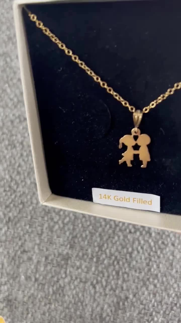 Boy Girl Gold Charm Necklace, 3 4 5 6 Kids 14k Solid Gold Charms