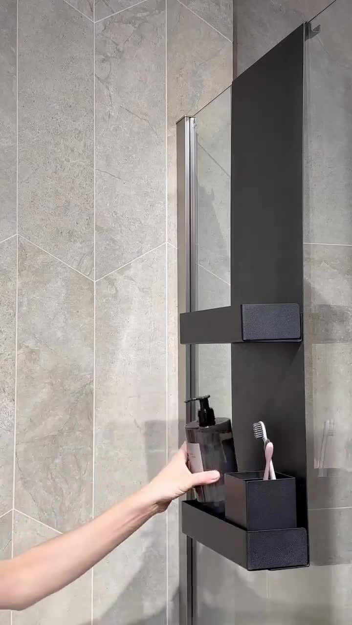Black Wall-mounted Bathroom Shelves (No-Drill) - Living Simply House