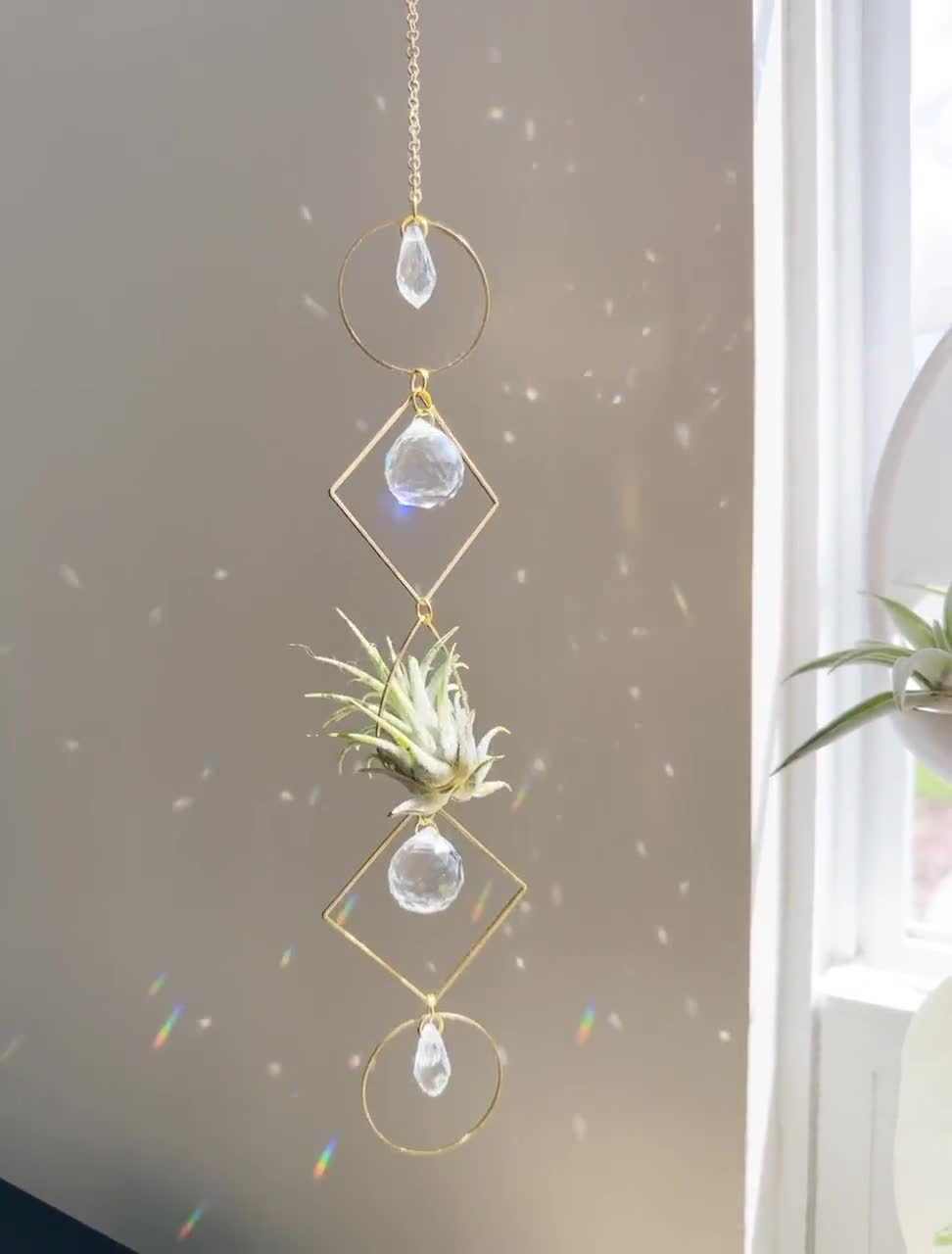 Crystal Sun Catcher, Quartz Suncatcher, outlets Hanging Crystals, Boho Decor, Chandelier, Window Decoration, Glass Sun Catcher, Air Plant Holder