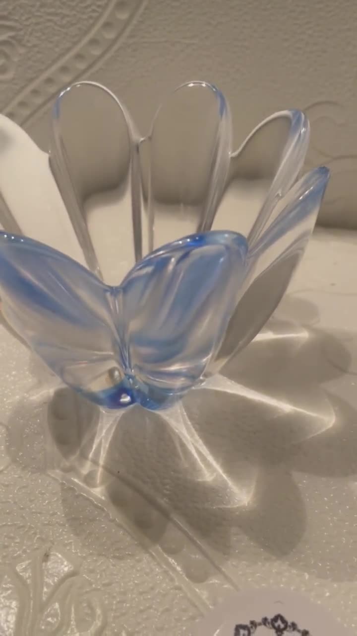 オレフォス メイフラワー 8枚の花びら クリスタルボウル アイスブルー