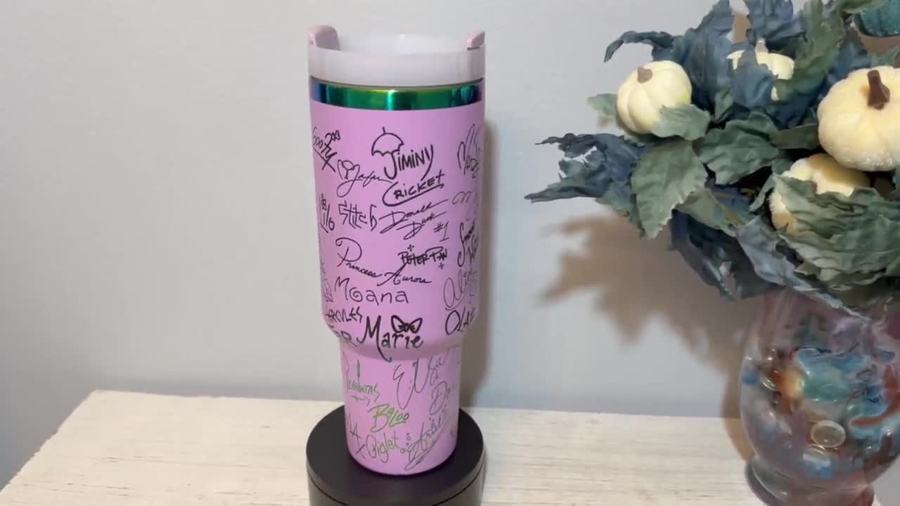 Signatures and Castle, Laser Engraved 40 oz Light Purple to Iridescent Tumbler, Stanley Dupe video poster