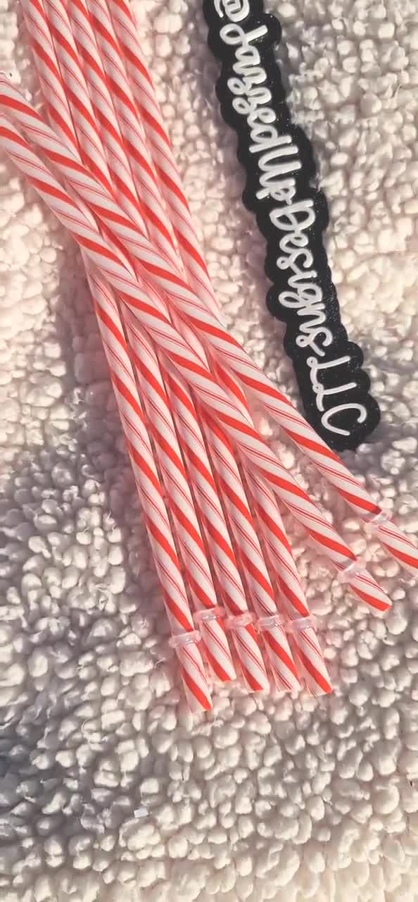 Candy Cane Print Reusable Strawreusable Plastic Straws BPA