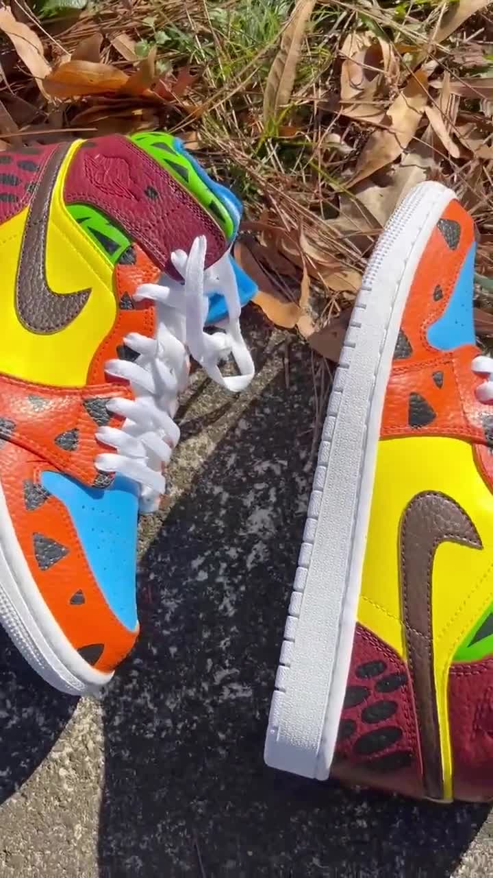 1 of 1 | Mens Custom Air Jordan 1 Mid - “flintstones” - Etsy