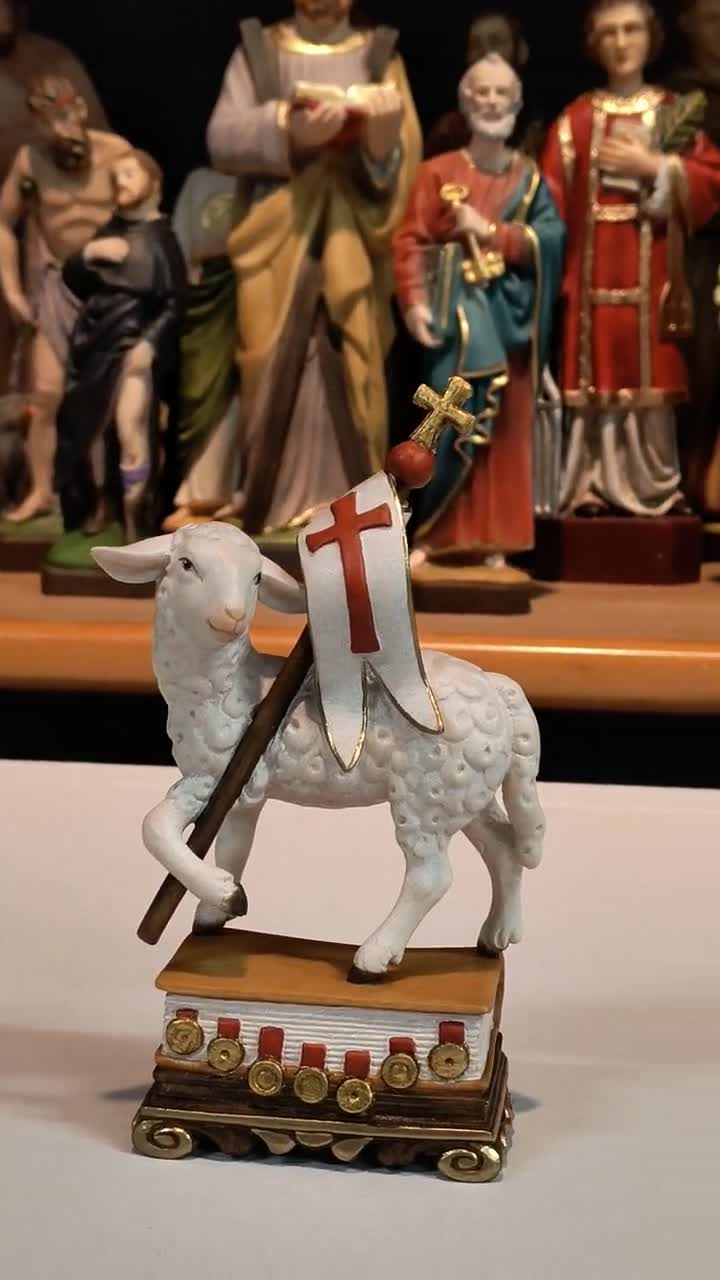 Statua Agnello Pasquale In Resina - 10 Cm, Decorazione Religiosa - Foto 2