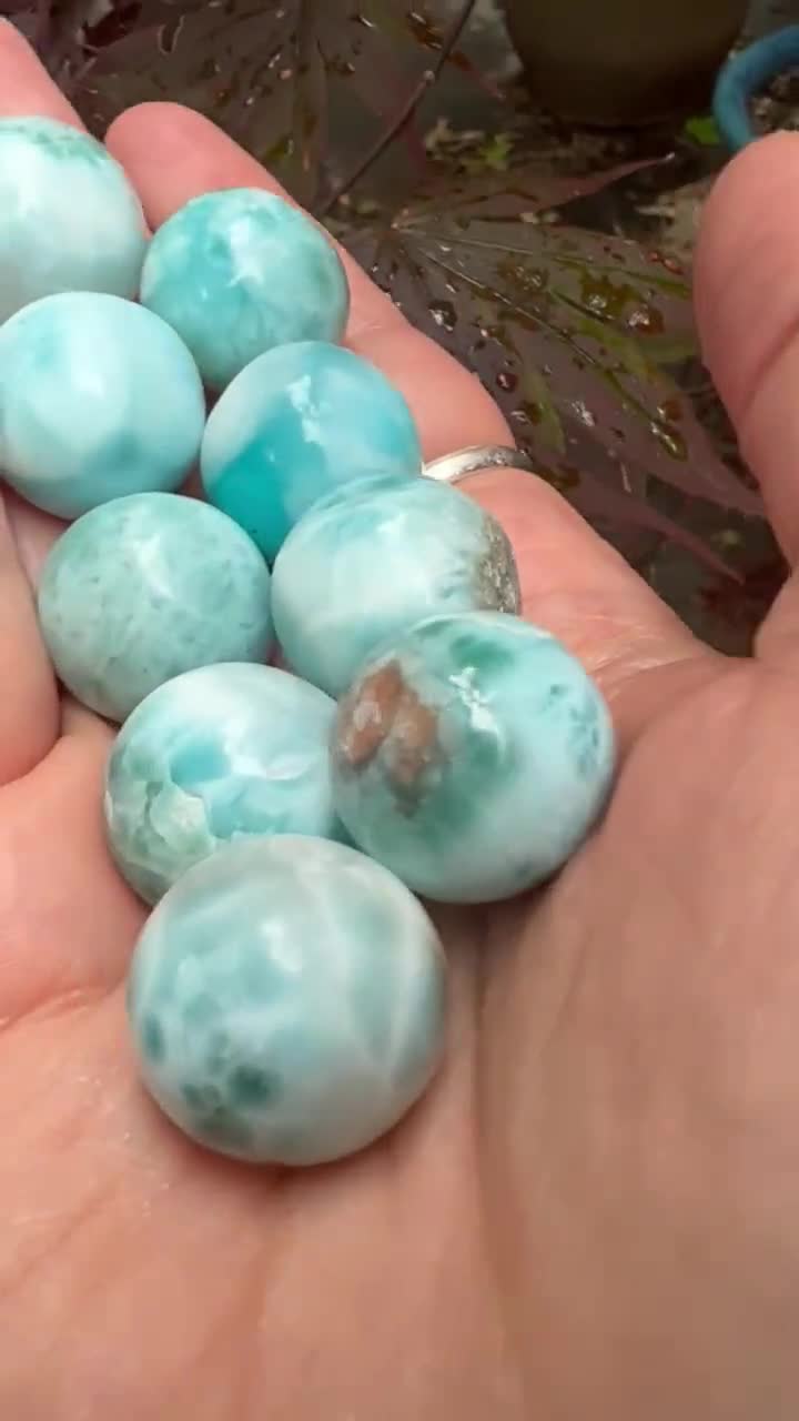 Larimar Ball Deep Blue Dolphin Stone AAA+ : Peace / Love