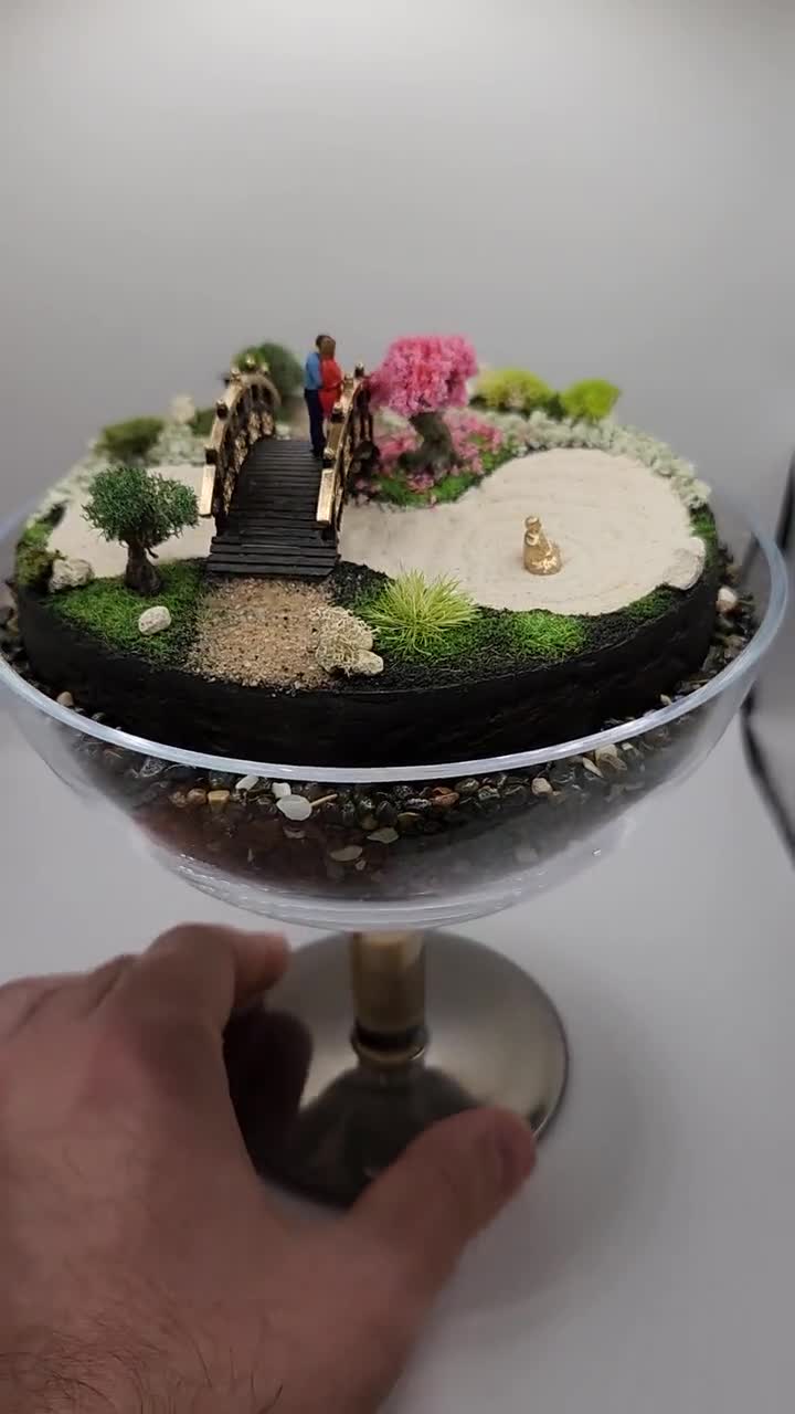 Zen Garden Diorama -- Tabletop or Desktop Jar Display of Couple in
