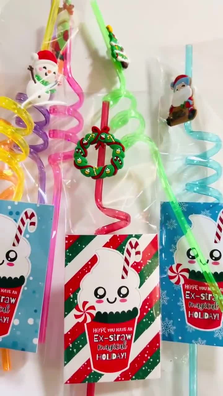  Christmas Party Favors for Kids Bulk, Christmas Straws